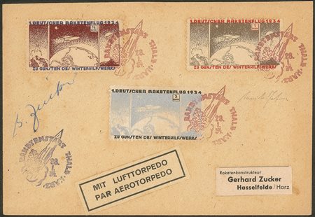 Europa e Oltremare - Germania - Esperimenti di Posta Razzo 28.1.34