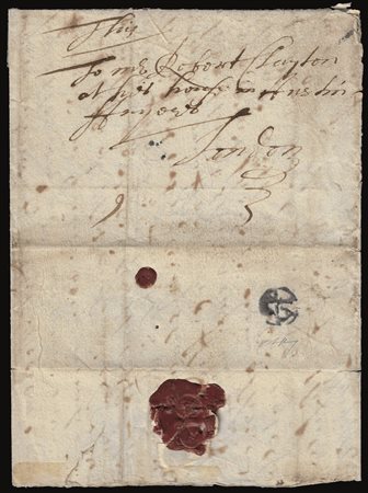 Europa e Oltremare - Gran Bretagna - 1669 - Lettera del 24 gennaio da GLOUCESTER per Londra con l'annullo bishop di arrivo a Londra 'JA/..'.