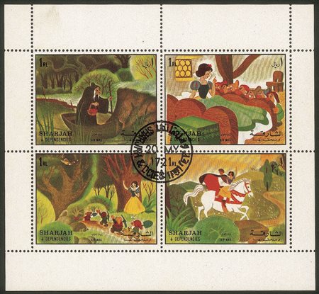 Europa e Oltremare - Sharjah - 1972 - I quattro foglietti di Posta Aerea della serie Walt Disney