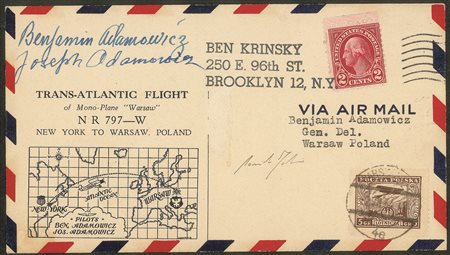 Europa e Oltremare - Stati Uniti D'america - Volo Trans-atlantico New York Varsavia 27.6/2.7 1934