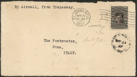 Europa e Oltremare - Terranova - Frontespizio di busta della Crociera dell'Atlantico del Santa Maria del Colonnello Francesco De Pinedo 8.2/25.6 1927 (Longhi 1641)