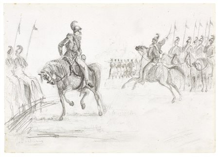 Gerolamo Induno "Cavalleggeri" 
matita su carta (cm 17x25)
firmato in basso a si