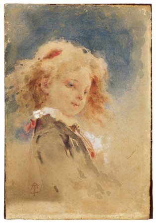 Tranquillo Cremona "La civettina" 
acquerello su carta (cm 25x17)
monogrammato i