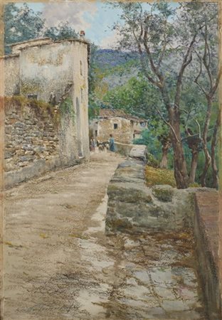 Adolfo Tommasi "Giornata grigia a Montemagno" 
tecnica mista su carta (cm 55x37)