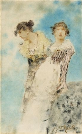 Francesco Paolo Michetti "Due contadinelle" 
olio su carta applicata a tela (cm