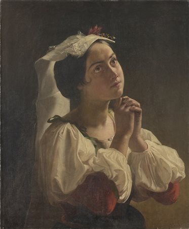 Eliseo Sala "Preghiera" 
olio su tela (cm 65x55)
firmato in basso a destra
in co