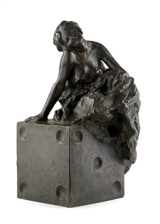 Michele Vedani "Un gioco d’azzardo" 
scultura in bronzo (cm 35x20x22) 
firmata a