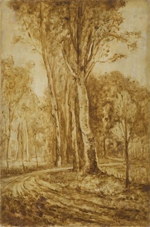 Henri Joseph Harpignies "Scorcio boschivo nei toni dell’ocra" 1871
olio su tela