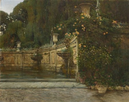 Adolfo Tommasi "Giardino di Collodi" 
olio su tela (cm 60x75)
firmato in basso a