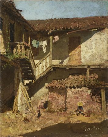 Giorgio Belloni "Cascina" 
olio su cartone (cm 38x30)
firmato in basso a destra