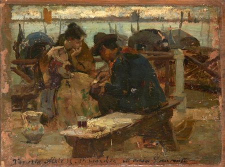 Alessandro Milesi "A Venezia" 
olio su tavola (cm 17x22,5)
firmato, locato e ded