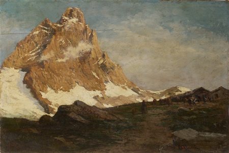 Leonardo Roda "I Cervino e il Ghiacciaio di Montabel" 
oli su tavola (cm 30x50)