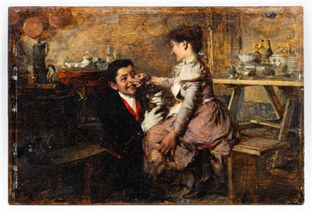 Vittorio Cavalleri "La forza motrice" 
olio su tavola (cm 28x42,5)
firmato in ba