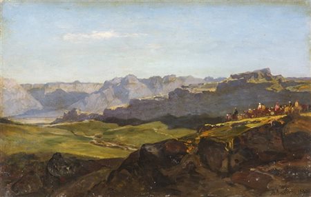 Alberto Pasini "Paesaggio con carovana" 1883
olio su tavola (cm 22x35)
firmato e