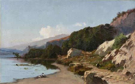 Achille Vertunni "Spiaggia con bimbi" 
olio su tela (cm 45x73)
firmato in basso