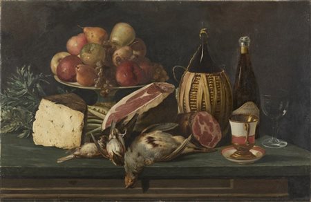 Narciso Malatesta "Natura morta con bottiglia di Trebbiano di Maranello" 
olio s