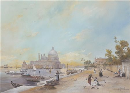 Carlo Bossoli "Santa Maria della Salute di Venezia" 
gouache su carta (cm 30x40)