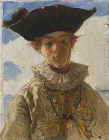 Mosè Bianchi "Mascherata" 1876
olio su tela (cm 46x35,5)
firmato, iscritto e dat