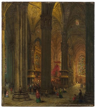 Giuseppe II Canella "Interno del Duomo di Milano" 
olio su tela (cm 60x55)
firma