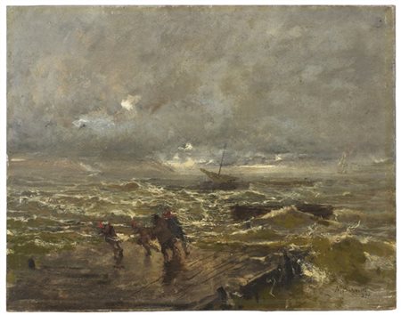 Mosè Bianchi "Mareggiata" 1890
olio su tavola (cm 35x45)
firmato e datato in bas