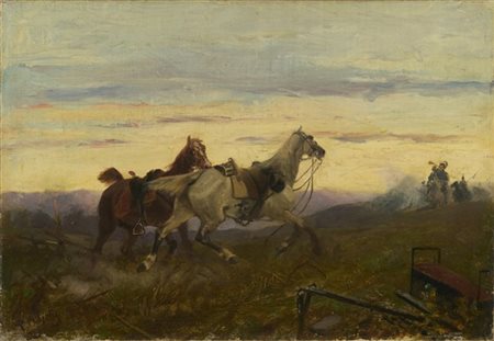 Sebastiano De Albertis "Dopo la battaglia" 
olio su tela (cm 34x50)
firmato in b