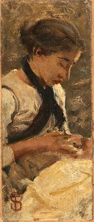 Telemaco Signorini "Maria De Cicchi" Rio Maggiore
olio su tela applicata a carto