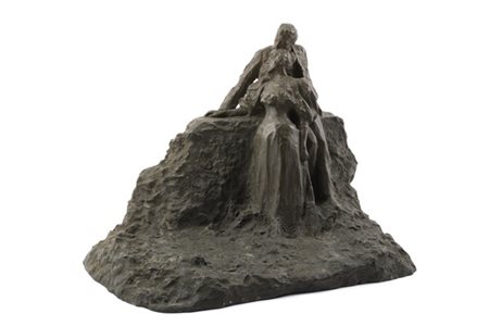 Leonardo Bistolfi "Crepuscolo" 
scultura in bronzo (cm 49x60)
monogrammata alla