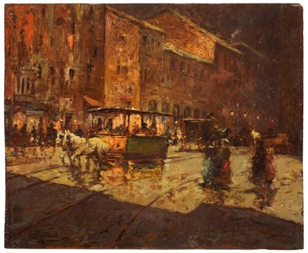 Mosè Bianchi "Vecchia Milano, il Carrobbio" 
olio su tavola (cm 35x42,5)
firmato