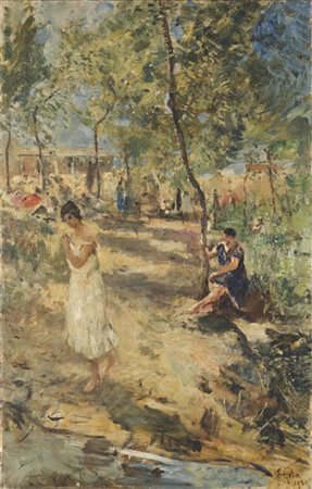 Emilio Gola "Bagnanti al Lido" 1921
olio su tela (cm 125x80)
firmato e datato in