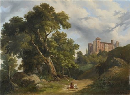 Giovanni Leone Righini "Cavaliere sulla strada per il Castello di Verzuolo" 
oli