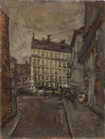 Giovanni Boldini "Veduta di Londra" 
olio su tavola (cm 35x27)
firmato in basso