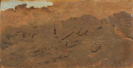 Giuseppe De Nittis "Lava del Vesuvio" 
olio su tavola (cm 9x17,5)
firmato in bas