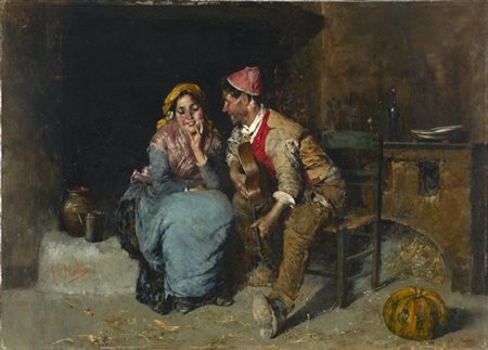 Vincenzo Irolli "Vecchi amori" 
olio su tela (cm 60x83)
firmato in basso a sinis