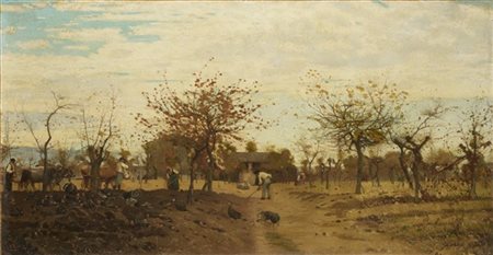 Luigi Nono "Mattino in sul cader d’ottobre" 1878
olio su tela (cm 78x143)
monogr