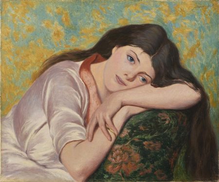 Federico Zandomeneghi "Il sogno" 
olio su tela (cm 45x55)
firmato in alto a dest