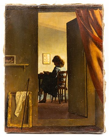 Xavier Bueno "Interno" 1941
olio su tela (cm 35x28)
monogrammato e datato in bas