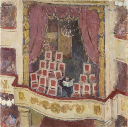 Giuseppe Novello "Intermezzo alla Scala" 1974
olio su tela (cm 80x80)
firmato in