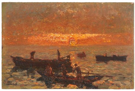 Beppe Ciardi "Tramonto in Laguna" 
olio su tavola (cm 20x31,5)
firmato in basso