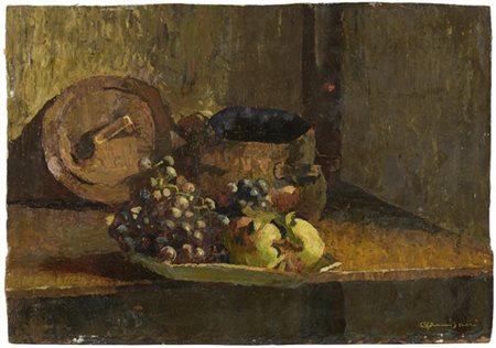 Giuseppe Amisani "Composizione con frutta" 
olio su cartone (cm 32x52)
firmato i