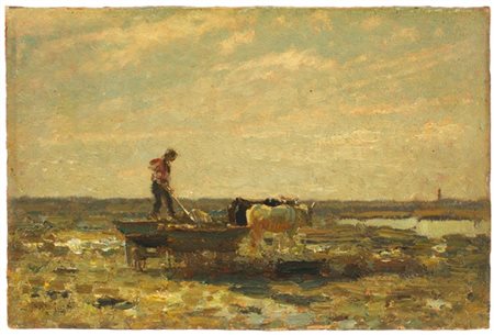 Beppe Ciardi "Lavoro contadino" 
olio su cartone (cm 21x31)
firmato in basso a s