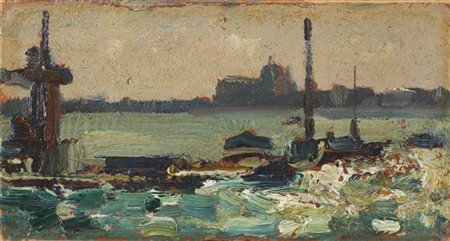 Beppe Ciardi "Impressione veneziana: marzo h 16.30" 1931
olio su cartone (cm 8,5