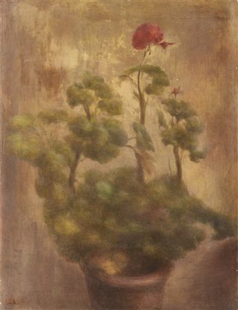 Ugo Bernasconi "Geranio" 
olio su tela (cm 90x67)
monogrammato in basso a sinist