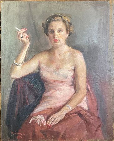 Donato Frisia "La sigaretta" 1951
olio su tela (cm 98x80)
firmato e datato
al re