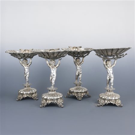 Quattro alzate in argento, Italia, XX secolo