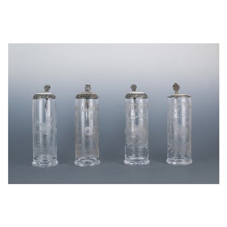 Quattro boccali da birra, area tedesca del XIX secolo