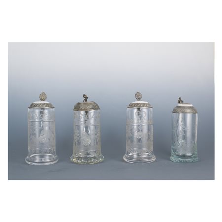 Quattro boccali da birra, area tedesca del XIX secolo