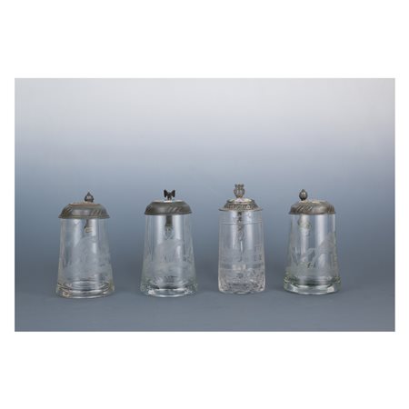 Quattro boccali da birra, area tedesca del XIX o inizio del XX secolo