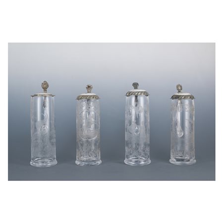 Quattro boccali da birra, area tedesca del XIX secolo