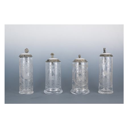 Quattro boccali da birra, area tedesca del XIX secolo