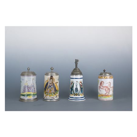 Quattro boccali da birra, area tedesca del XIX secolo